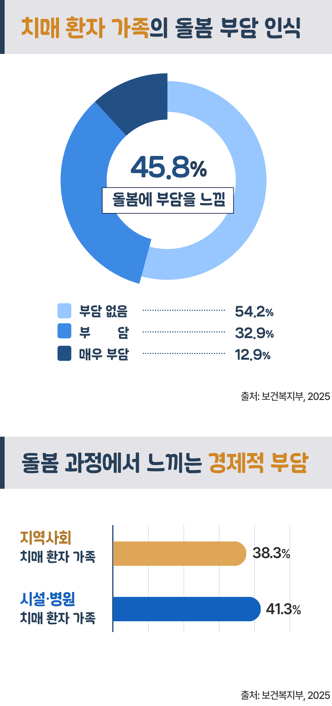치매 환자 가족의 돌봄 부담 인식 (보건복지부, 2025)