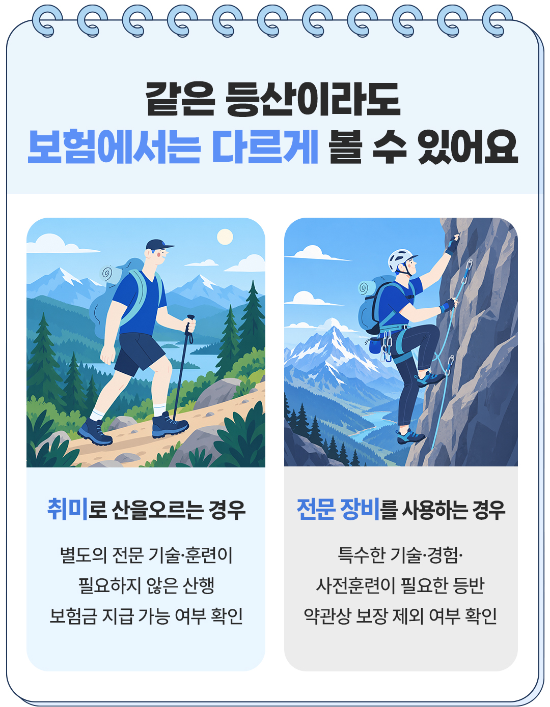 보험무물 등산 취미 산행 전문 등반 상해 보험