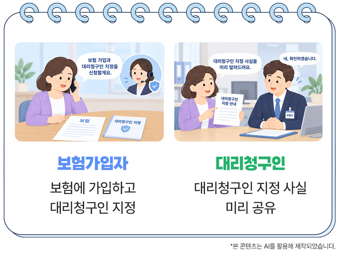 보험무물 지정대리청구인 보험금 청구 보험가입자 대리청구인